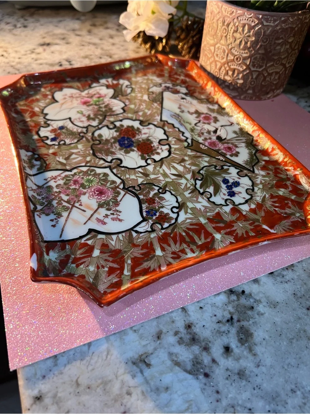 Gorgeous Antique Kutani Serving Platter read below